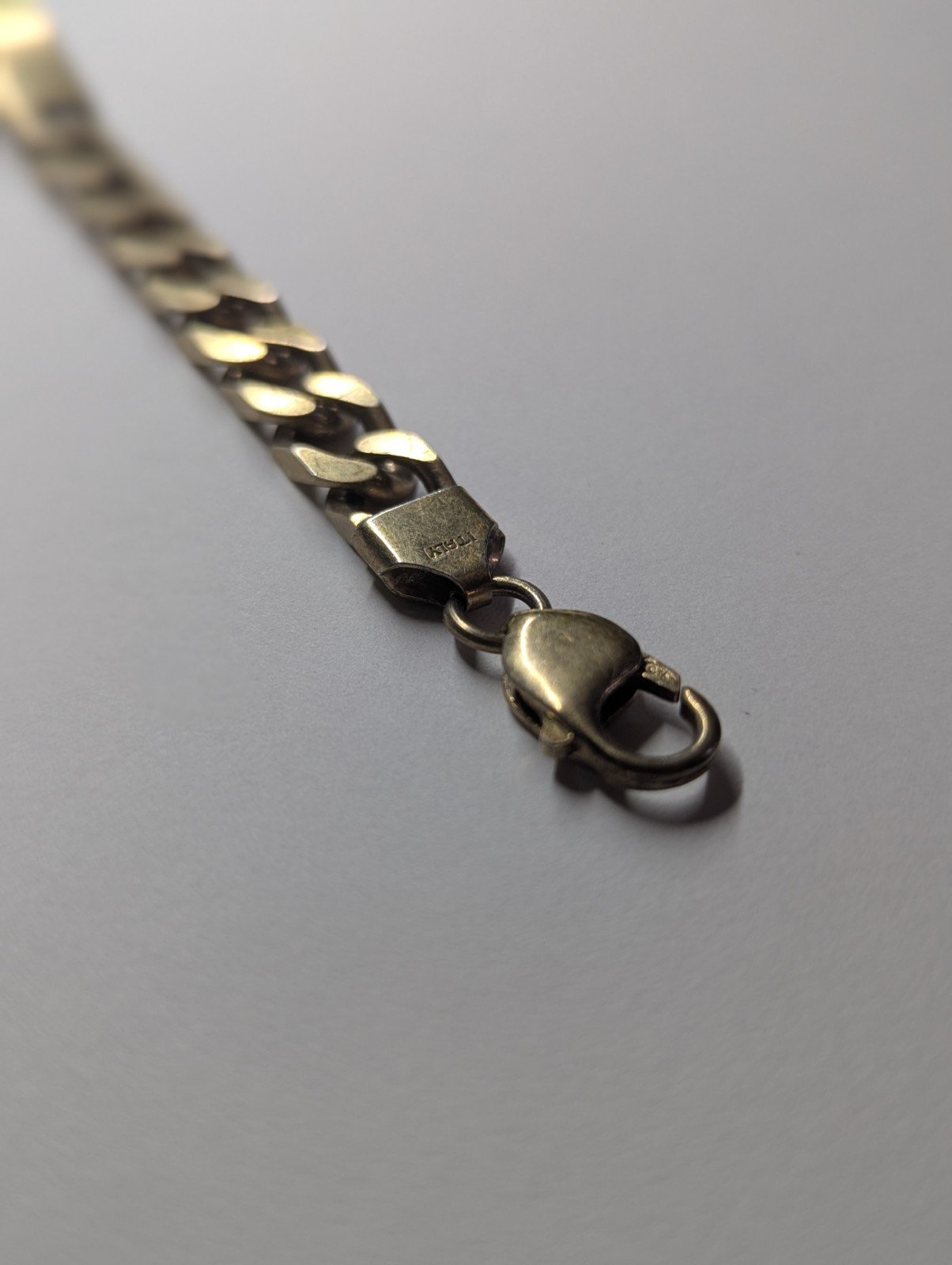 Vintage Gold Plated Sterling Silver Curb Link ID Bracelet Chain | 21cm | 28.64g - Image 7