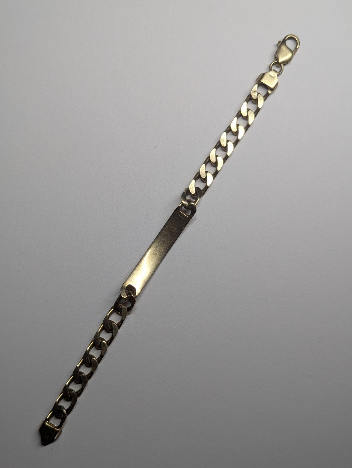 Vintage Gold Plated Sterling Silver Curb Link ID Bracelet Chain | 21cm | 28.64g - Image 8