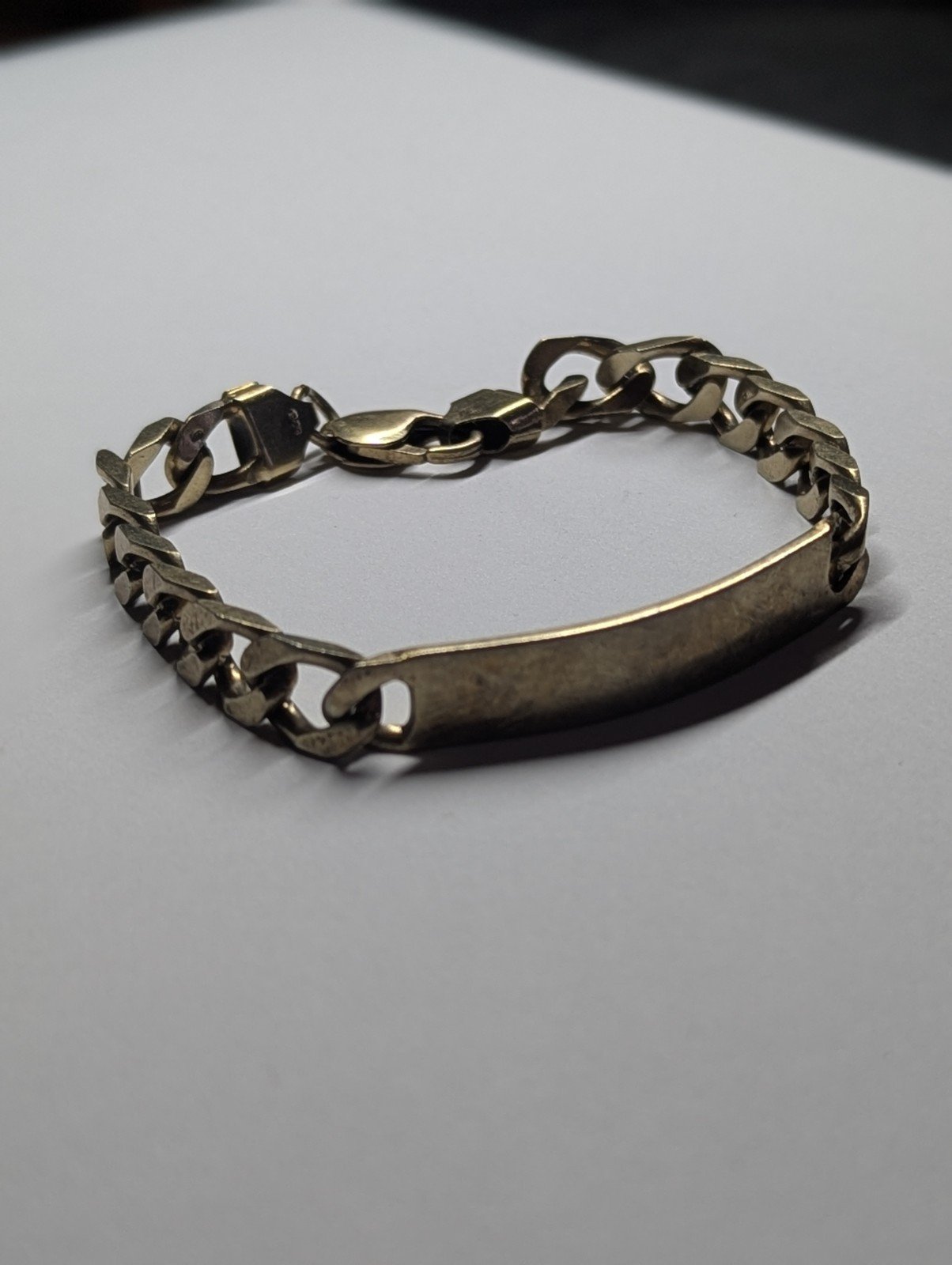 Vintage Gold Plated Sterling Silver Curb Link ID Bracelet Chain | 21cm | 28.64g - Image 11