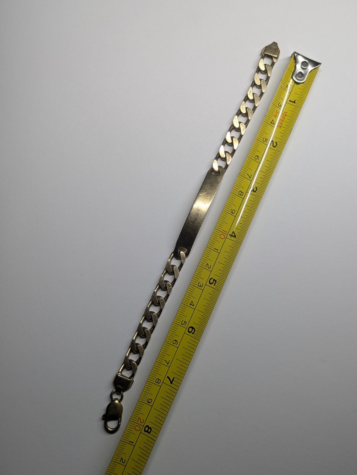 Vintage Gold Plated Sterling Silver Curb Link ID Bracelet Chain | 21cm | 28.64g - Image 13