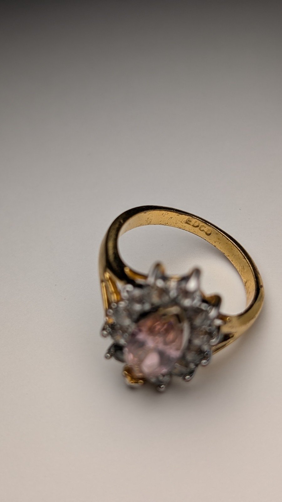 Vintage Costume Jewellery EDCO Ring With Pink & Clear Stones | Size P 1/2 | EDCO - Image 5