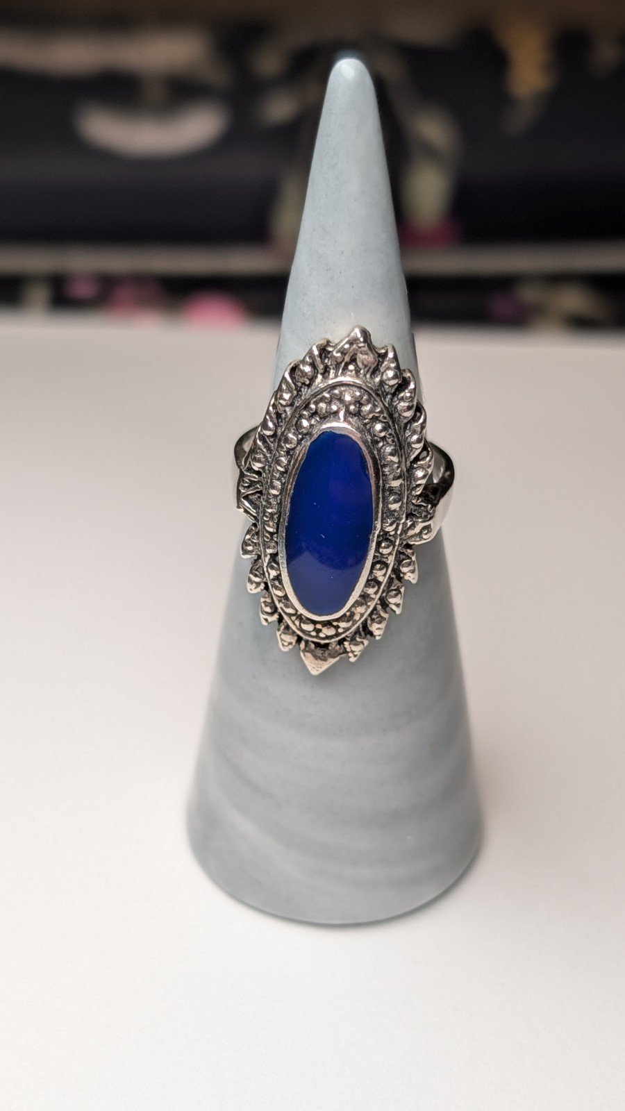 Genuine Sterling Silver Blue Lapis Lazuli Gemstone Ring | Size L 1/2 | 925