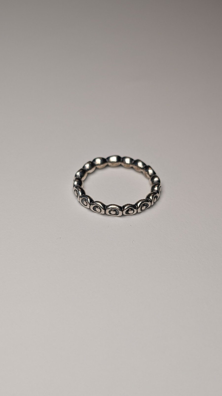 Genuine Pandora Sterling Silver Circle Dot Stacking Ring Size L 1/2 | S925 - Image 3