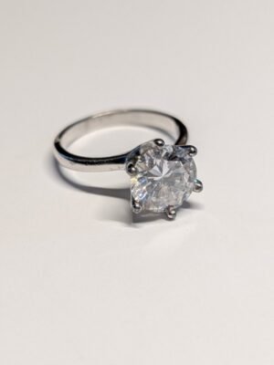 Vintage Sterling Silver Solitaire Ring | Size M | 925 Silver