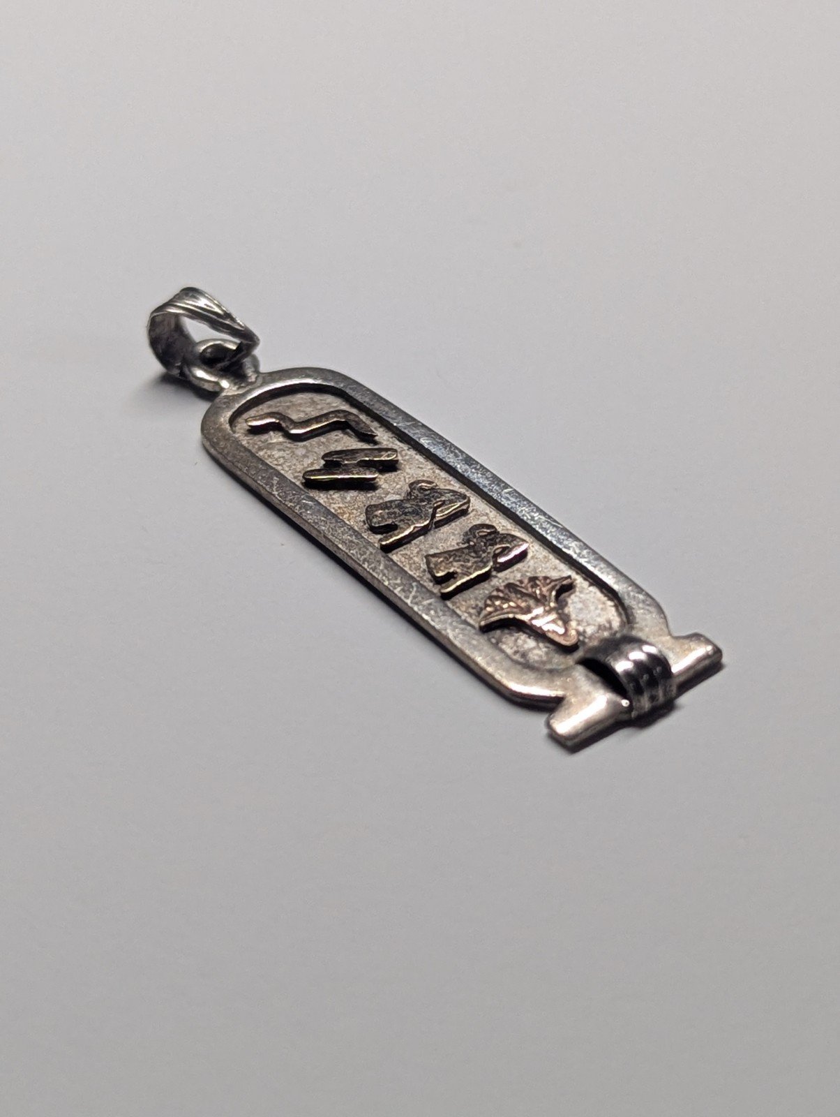 Sterling Silver Vintage Egyptian Hieroglyphics Cartouche Pendant | 925 silver