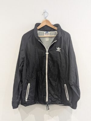 Vintage Adidas Black With White Stripes Jacket Windbreaker | Size Small | Adidas
