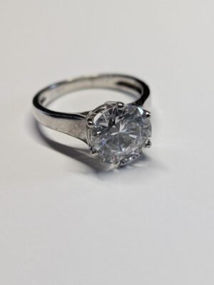 Vintage Sterling Silver DQCZ Solitaire Ring | Size 0 1/2 | 925 Silver