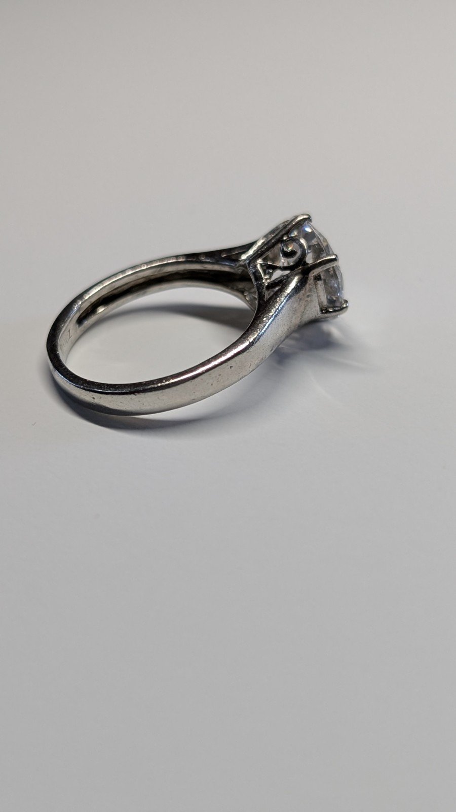 Vintage Sterling Silver DQCZ Solitaire Ring | Size 0 1/2 | 925 Silver - Image 3