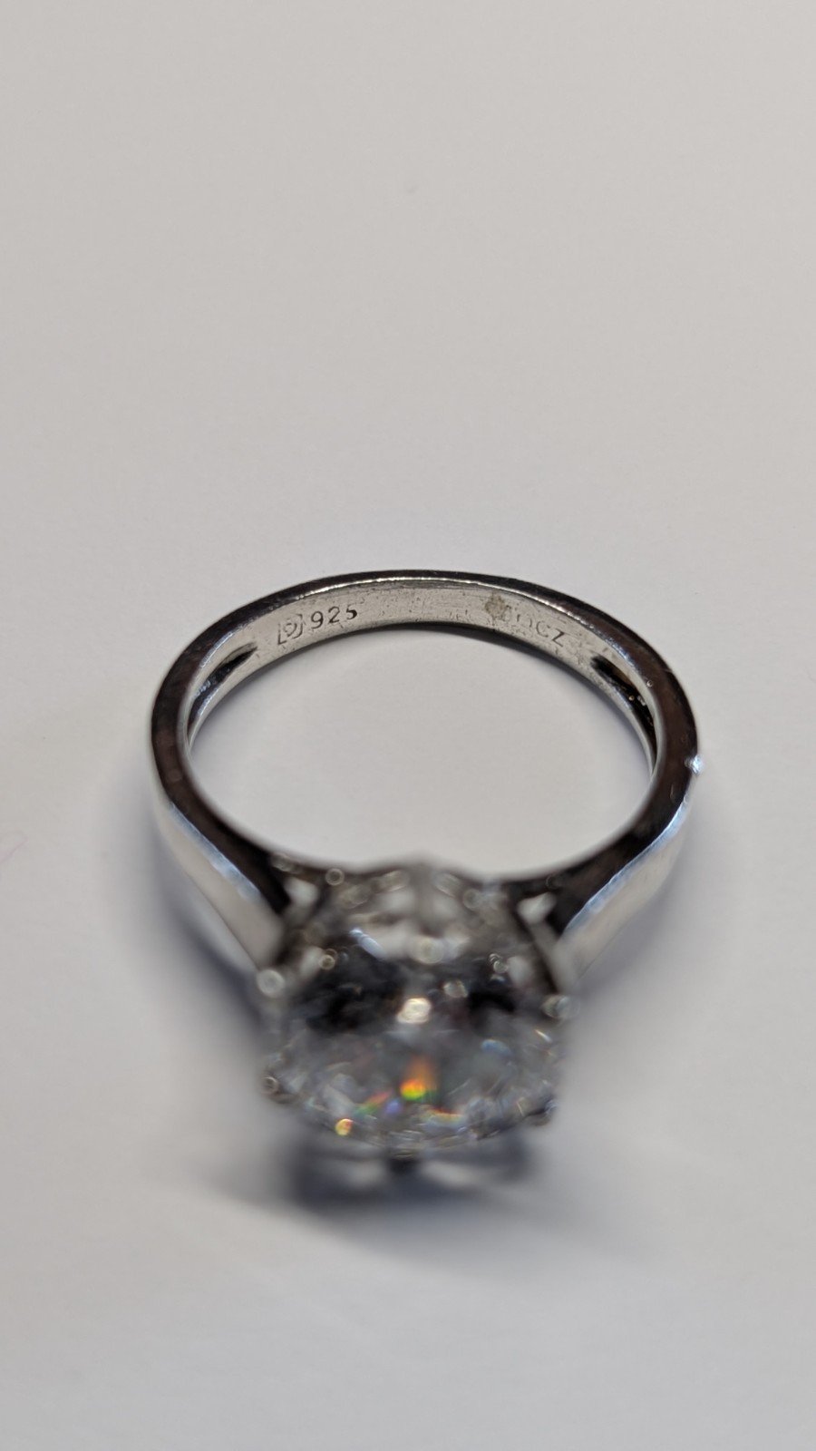 Vintage Sterling Silver DQCZ Solitaire Ring | Size 0 1/2 | 925 Silver - Image 7