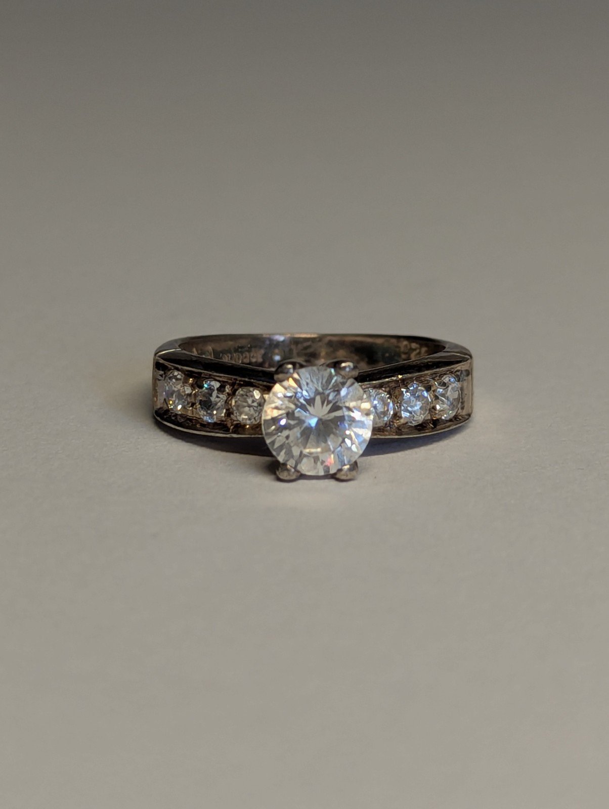 Vintage Sterling Silver DQ CZ Gemstones | Size M 1/2 | 925 Silver