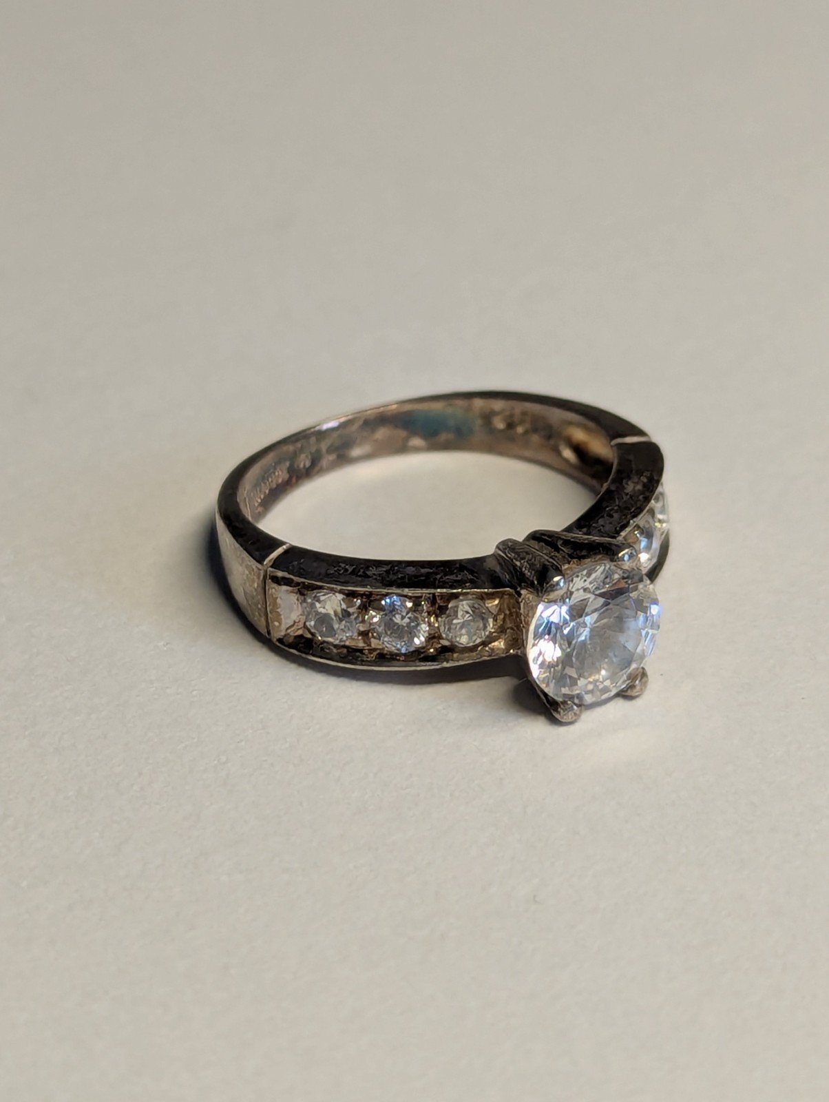 Vintage Sterling Silver DQ CZ Gemstones | Size M 1/2 | 925 Silver - Image 2