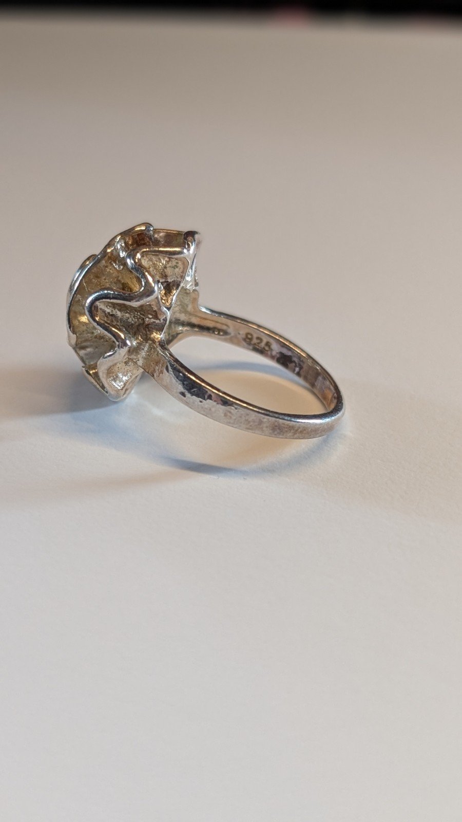 Vintage Sterling Silver Flower Statement Ring | Size P | 925 Silver - Image 3