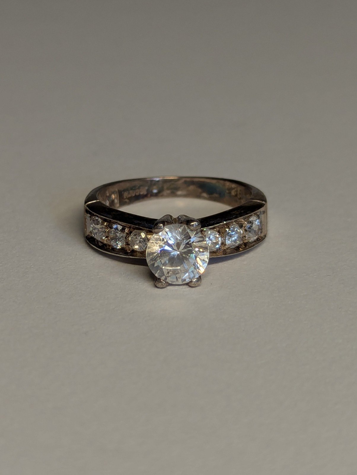 Vintage Sterling Silver DQ CZ Gemstones | Size M 1/2 | 925 Silver - Image 4