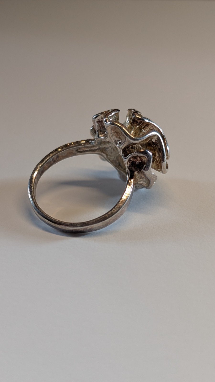 Vintage Sterling Silver Flower Statement Ring | Size P | 925 Silver - Image 4