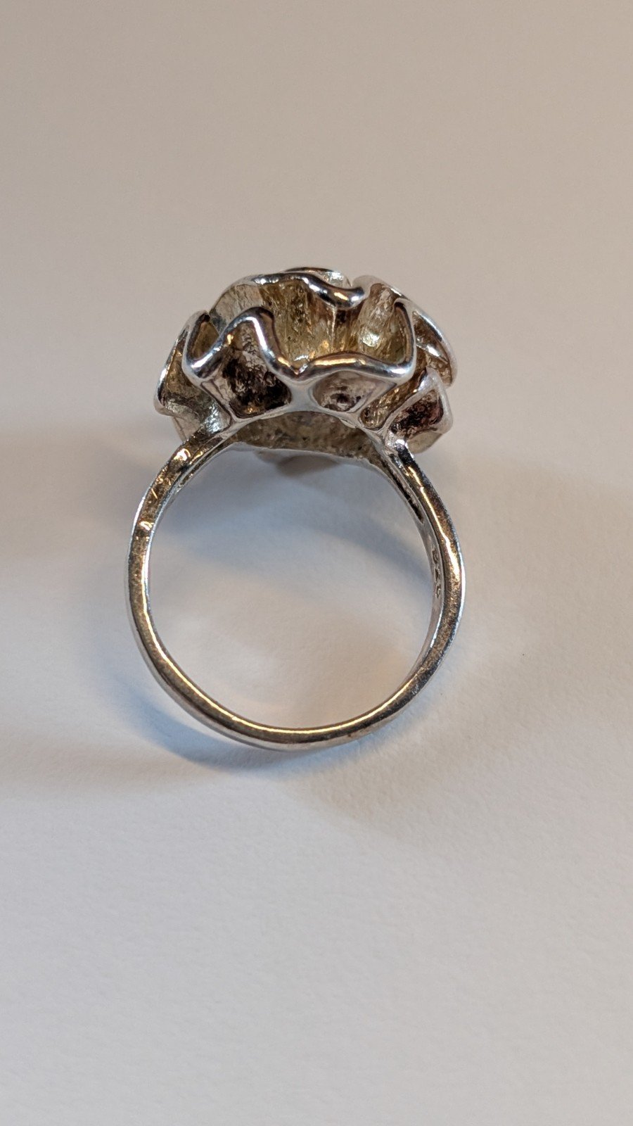 Vintage Sterling Silver Flower Statement Ring | Size P | 925 Silver - Image 6