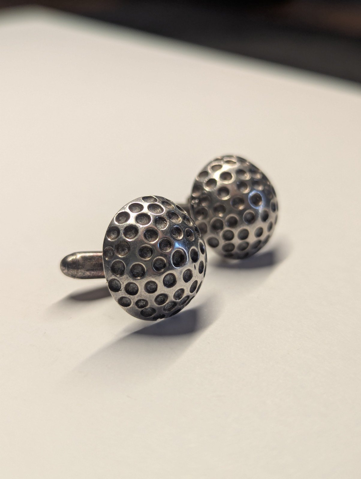 Vintage Sterling Silver Golf Ball Mens Cufflinks | 925 Silver | Made In London - Image 2