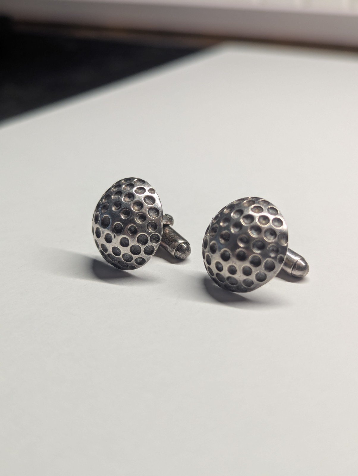 Vintage Sterling Silver Golf Ball Mens Cufflinks | 925 Silver | Made In London - Image 3