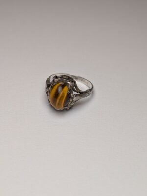 Vintage Sterling Silver Tigers Eye Ring | Size M | 925 Silver
