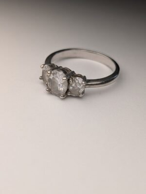 Vintage Sterling Silver 3 Stone Trilogy Ring | Size Q | 925 Silver