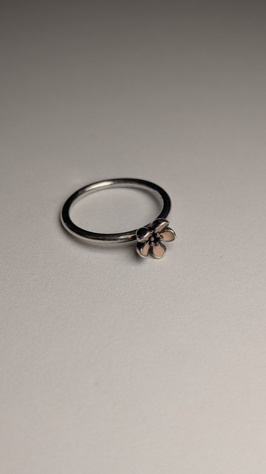 Genuine Pandora Sterling Silver Pink Enamel Cherry Blossom Flower Ring | Size P - Image 3