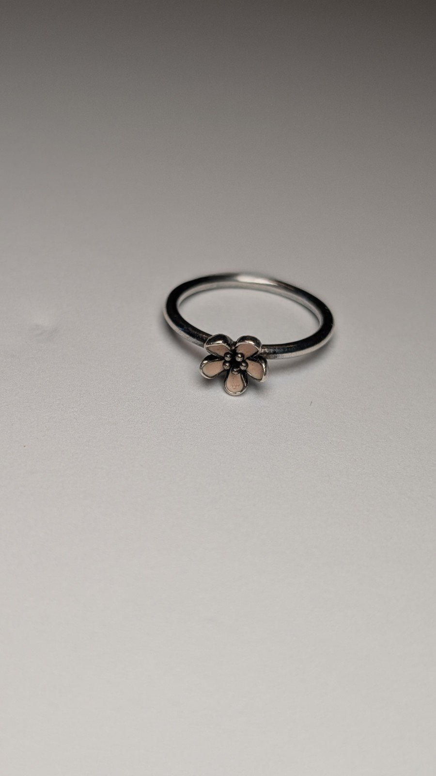 Genuine Pandora Sterling Silver Pink Enamel Cherry Blossom Flower Ring | Size P - Image 4