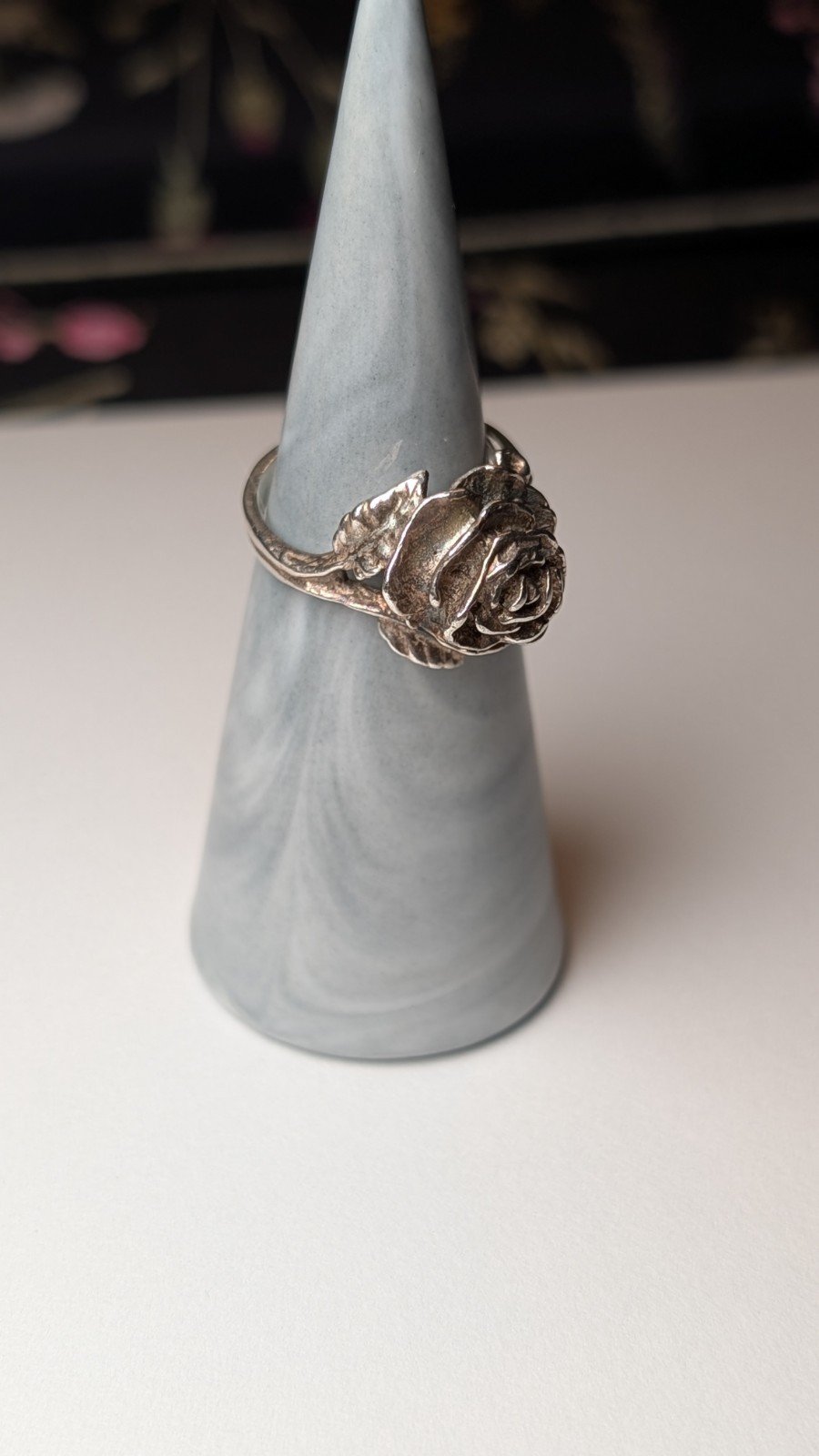 Vintage Sterling Silver Flower Statement Ring | Size M 1/2 | 925 Silver - Image 7