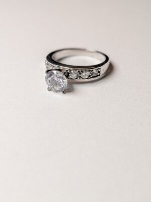 Vintage Sterling Silver CZ Stone Ring | Size J | 925 Silver