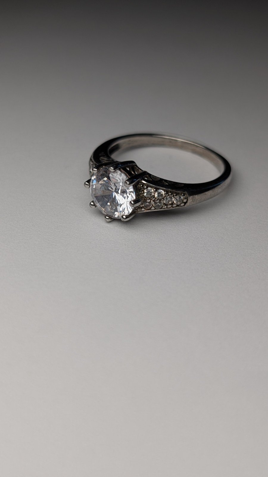 Vintage Sterling Silver Clear Gemstone Ring | Size R | 925 Silver - Image 3