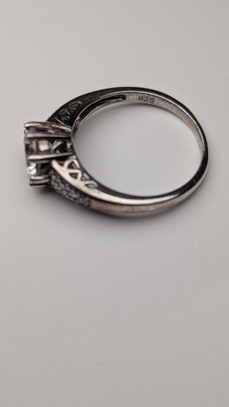 Vintage Sterling Silver Clear Gemstone Ring | Size R | 925 Silver - Image 4