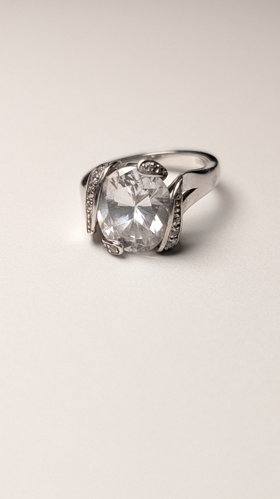 Vintage Sterling Silver Clear Gemstone Ring | Size N 1/2 | 925 Silver - Image 3