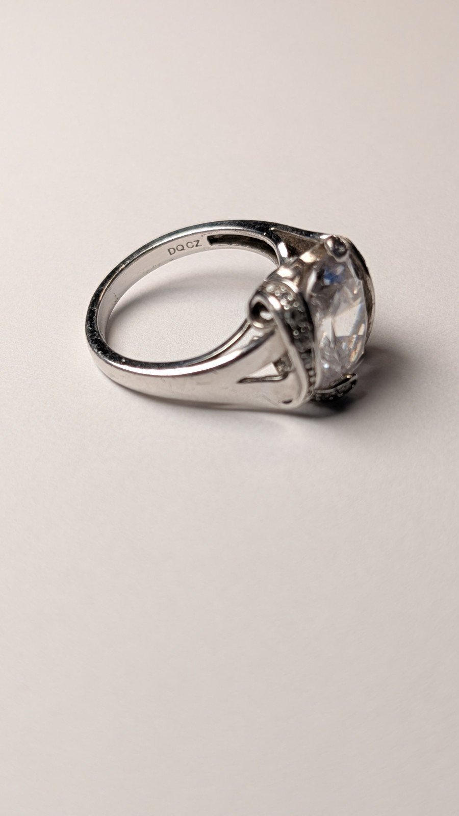 Vintage Sterling Silver Clear Gemstone Ring | Size N 1/2 | 925 Silver - Image 4