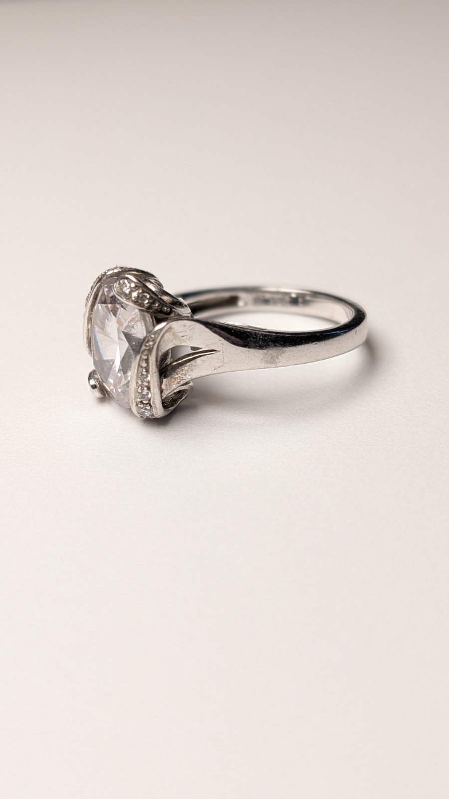 Vintage Sterling Silver Clear Gemstone Ring | Size N 1/2 | 925 Silver - Image 7