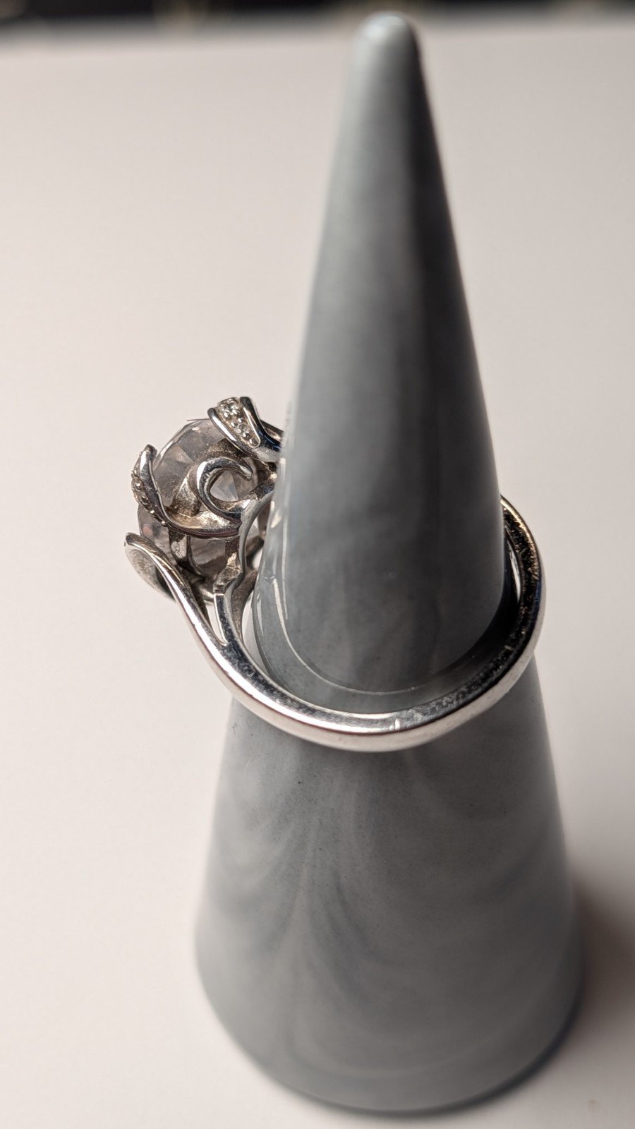 Vintage Sterling Silver Clear Gemstone Ring | Size N 1/2 | 925 Silver - Image 9