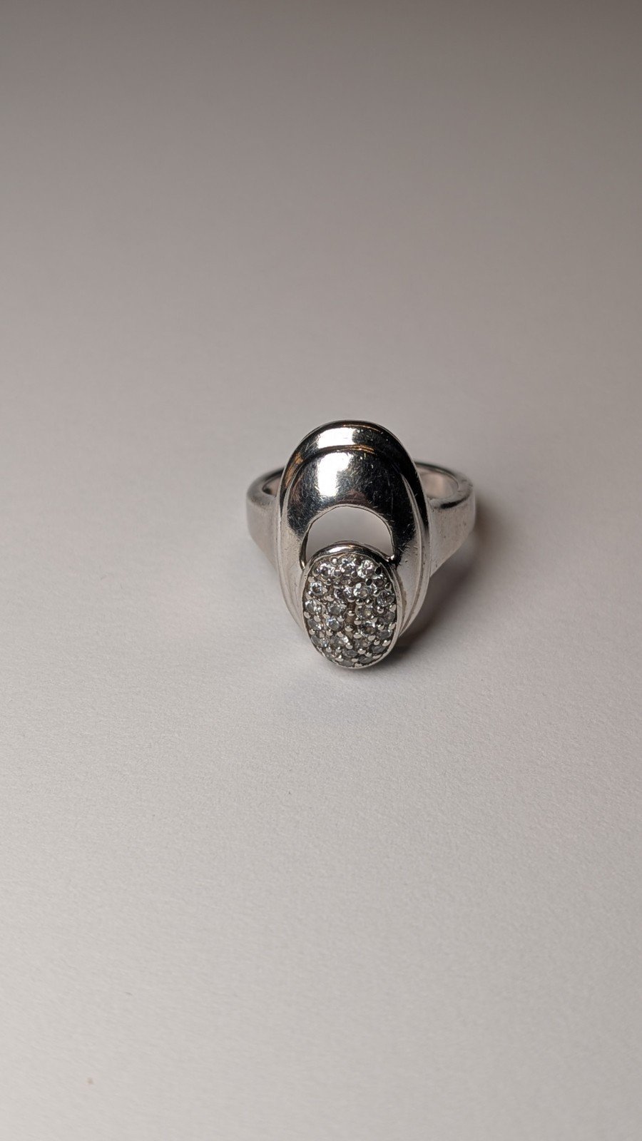 Vintage Sterling Silver Clear CZ Statement Ring | Size N 1/2 | 925 - Image 5