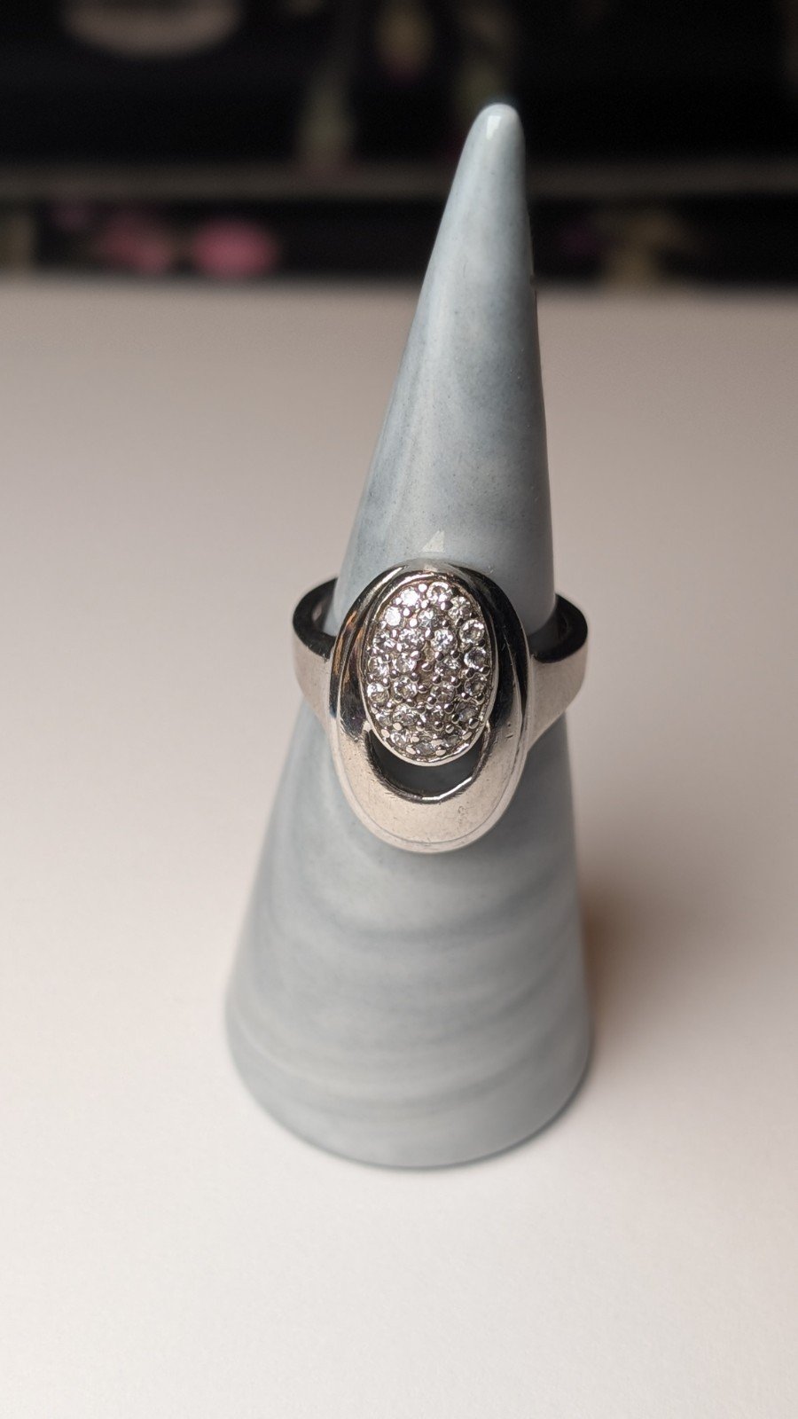 Vintage Sterling Silver Clear CZ Statement Ring | Size N 1/2 | 925 - Image 9