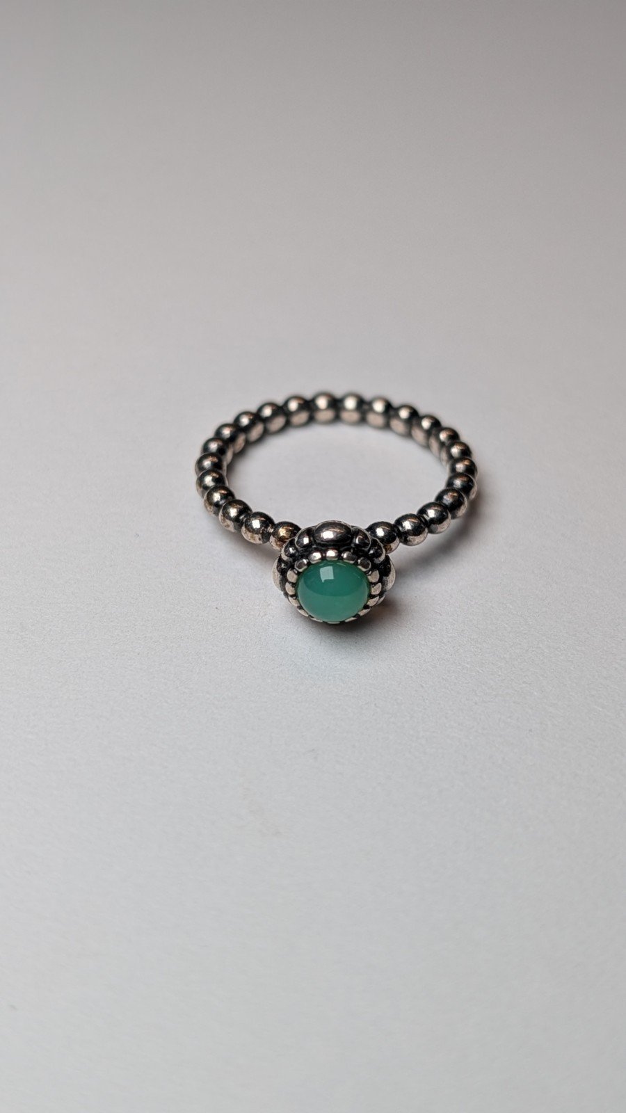 Pandora Sterling Silver Green Chrysoprase May Birthstone Ring | Size L 1/2