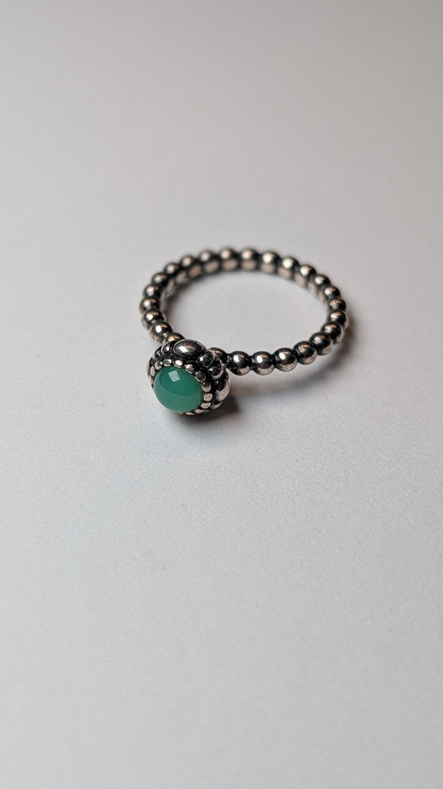 Pandora Sterling Silver Green Chrysoprase May Birthstone Ring | Size L 1/2 - Image 2
