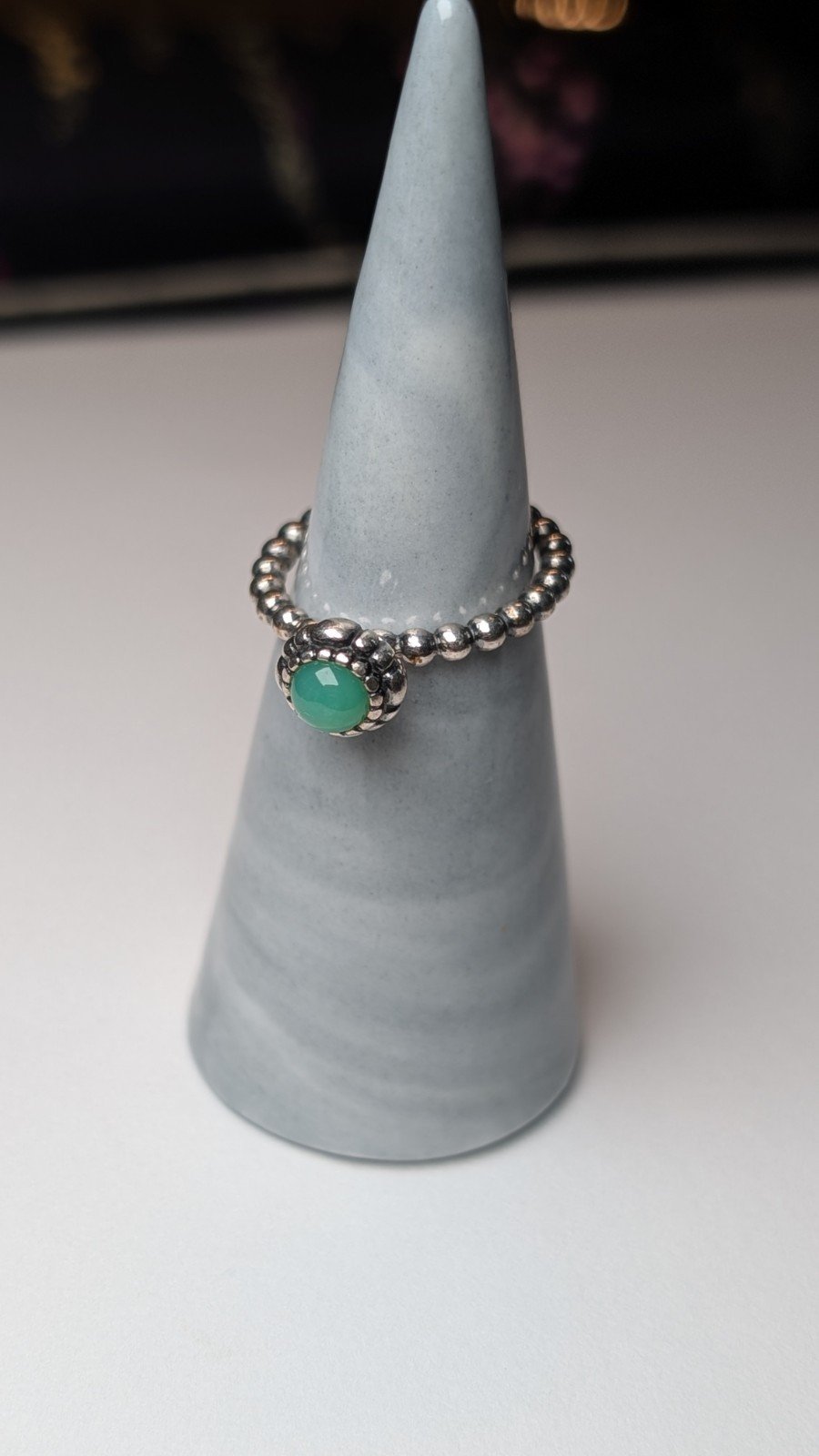 Pandora Sterling Silver Green Chrysoprase May Birthstone Ring | Size L 1/2 - Image 4