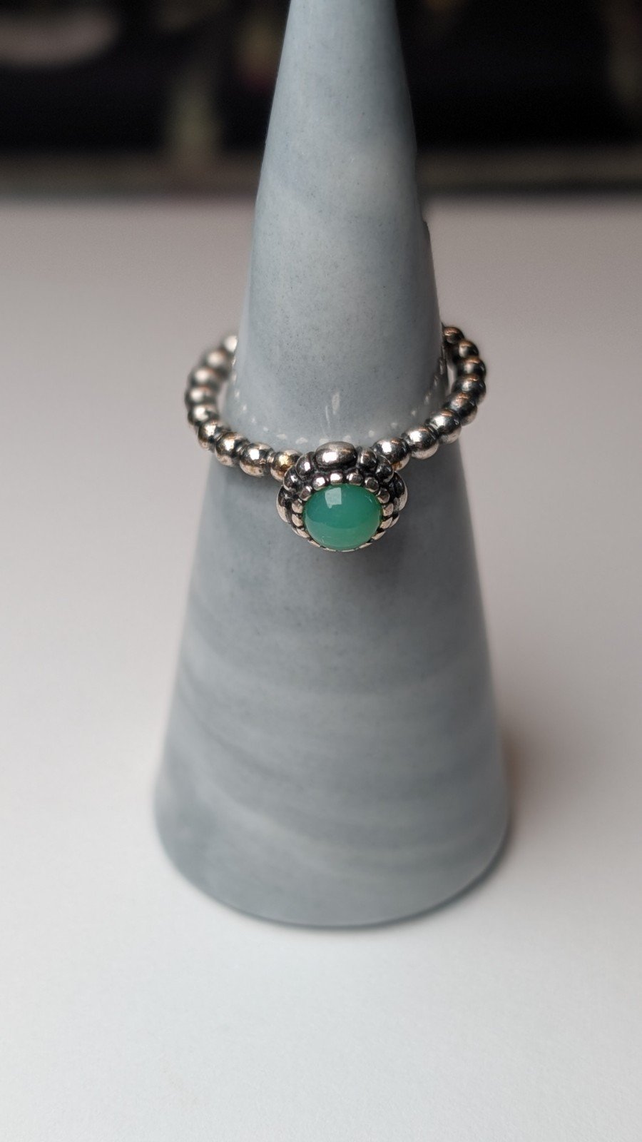 Pandora Sterling Silver Green Chrysoprase May Birthstone Ring | Size L 1/2 - Image 6