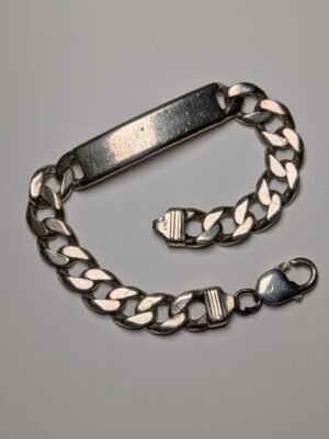 Vintage Sterling Silver Curb Link ID Bracelet Chain | 22cm | 44.29g