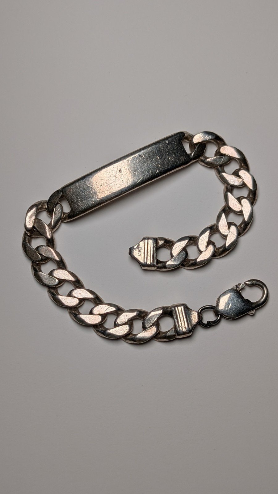 Vintage Sterling Silver Curb Link ID Bracelet Chain | 22cm | 44.29g