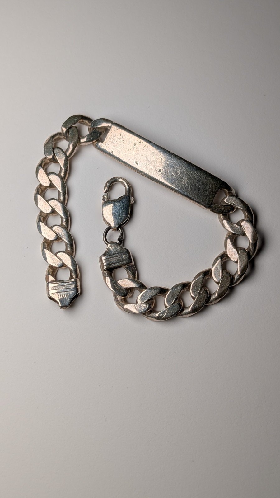 Vintage Sterling Silver Curb Link ID Bracelet Chain | 22cm | 44.29g - Image 4