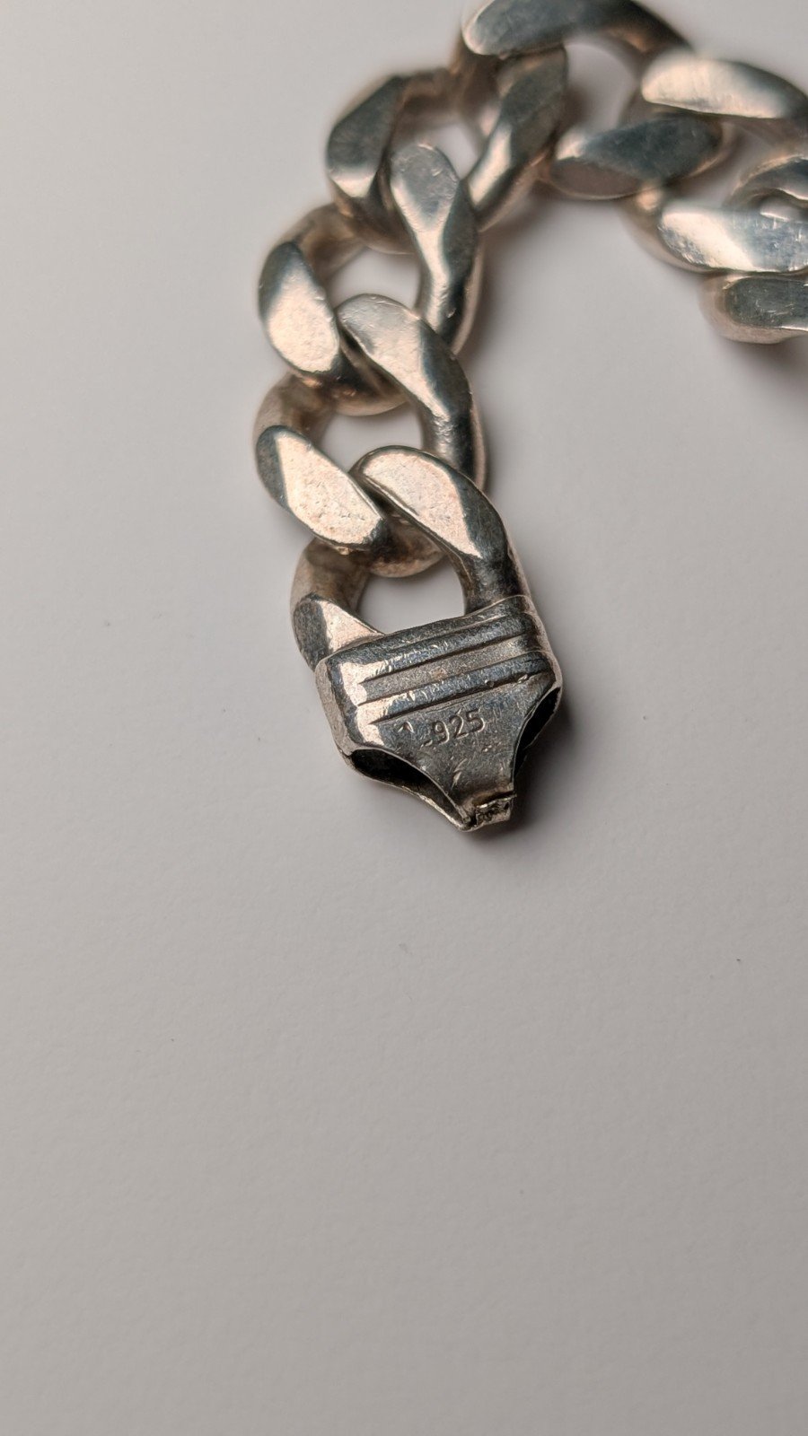 Vintage Sterling Silver Curb Link ID Bracelet Chain | 22cm | 44.29g - Image 6
