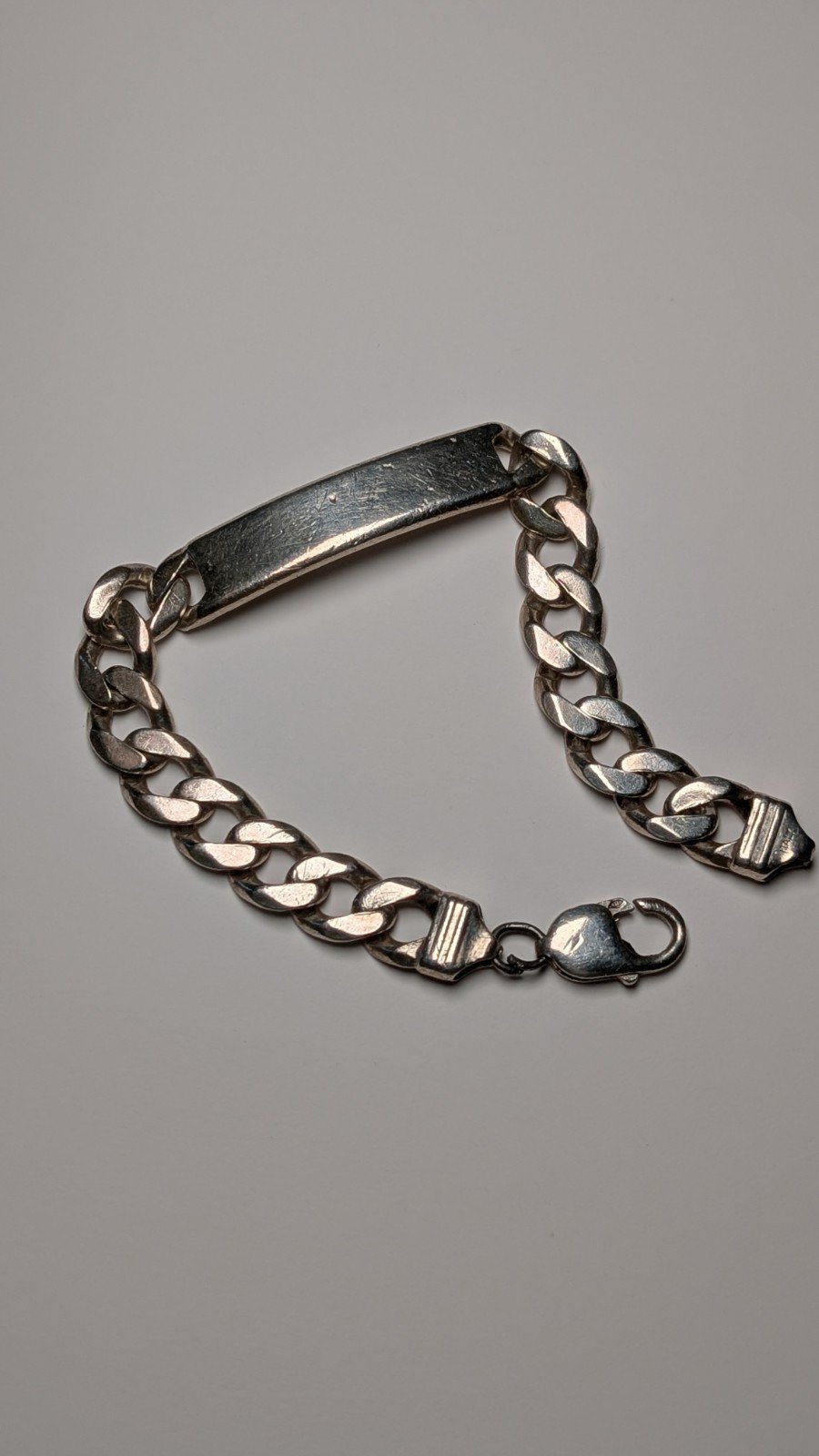 Vintage Sterling Silver Curb Link ID Bracelet Chain | 22cm | 44.29g - Image 7