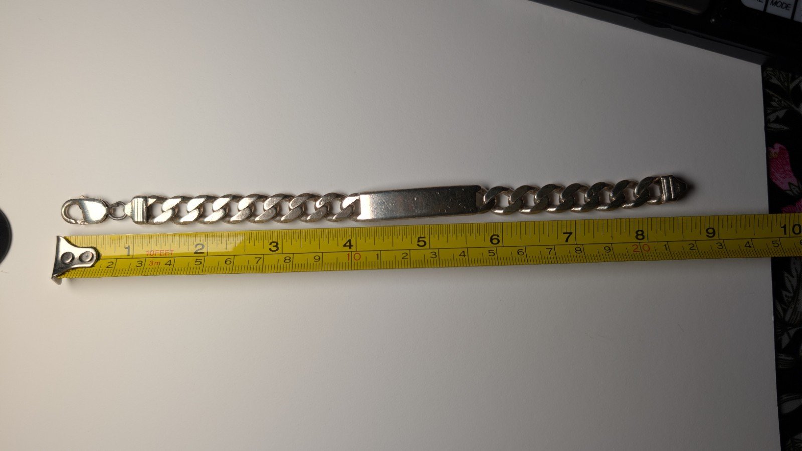 Vintage Sterling Silver Curb Link ID Bracelet Chain | 22cm | 44.29g - Image 9
