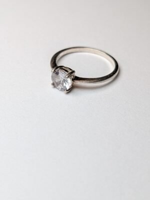 Genuine Pandora Sterling Silver Clear Gemstone Ring | Size N 1/2