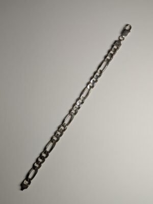 Vintage Sterling Silver Italian Figaro Chain Bracelet | 20cm | 18.31g