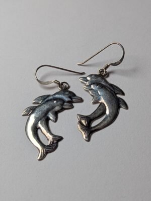 Vintage Sterling Silver Dolphins Earrings | 925 Silver Earrings