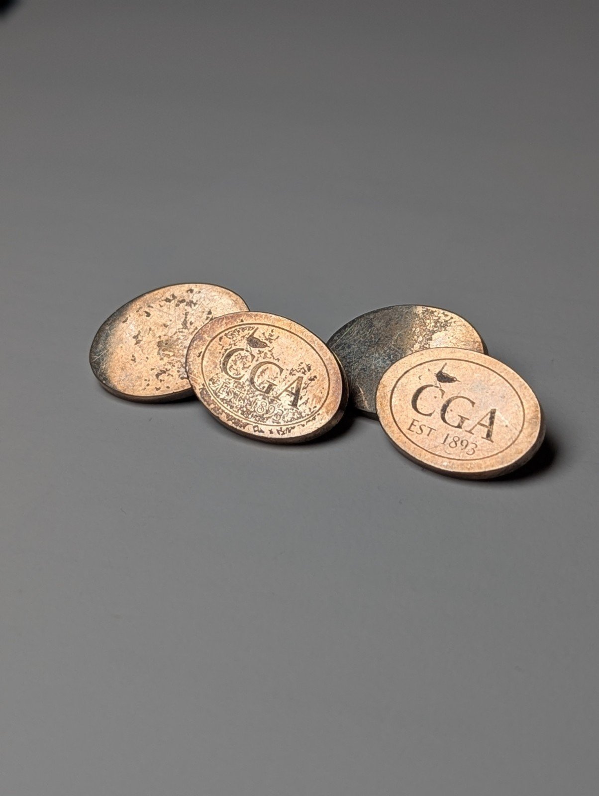 Vintage Sterling Silver Oval CGA EST 1893 Mens Cufflinks | 925 Silver