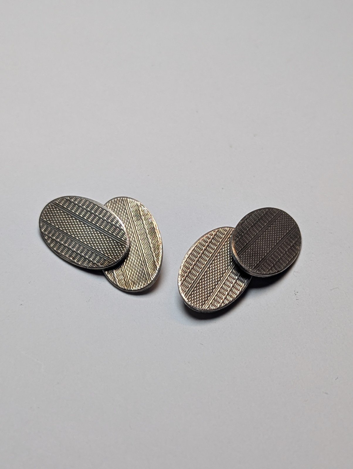Vintage Sterling Silver Oval Mens Cufflinks | 925 Silver | Simple Design Clean - Image 3